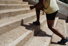 Person Skipping Steps on the Stairs