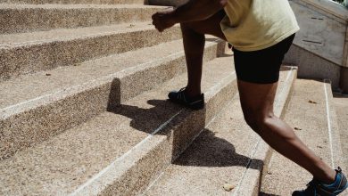 Person Skipping Steps on the Stairs